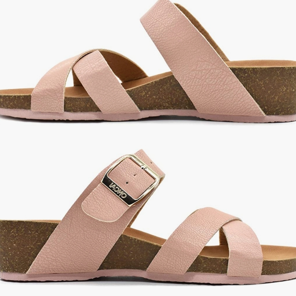 Criss Cross Platform Patent Leather Summer Sandals, Pink